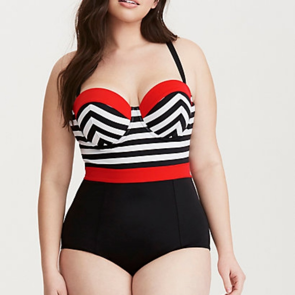 Torrid Color Block One Piece Swimsuit